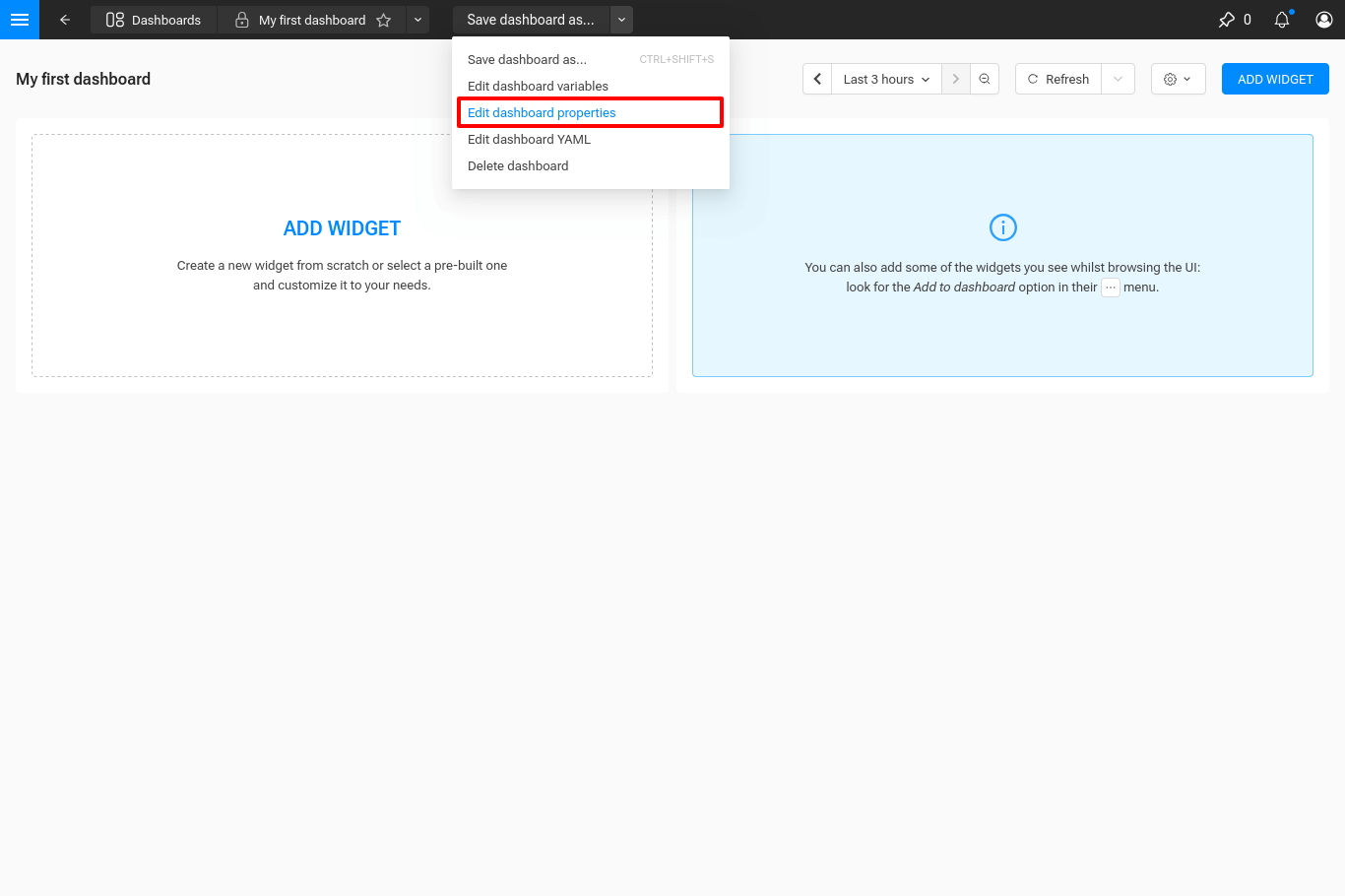 Editar la ubicación de las propiedades del panel